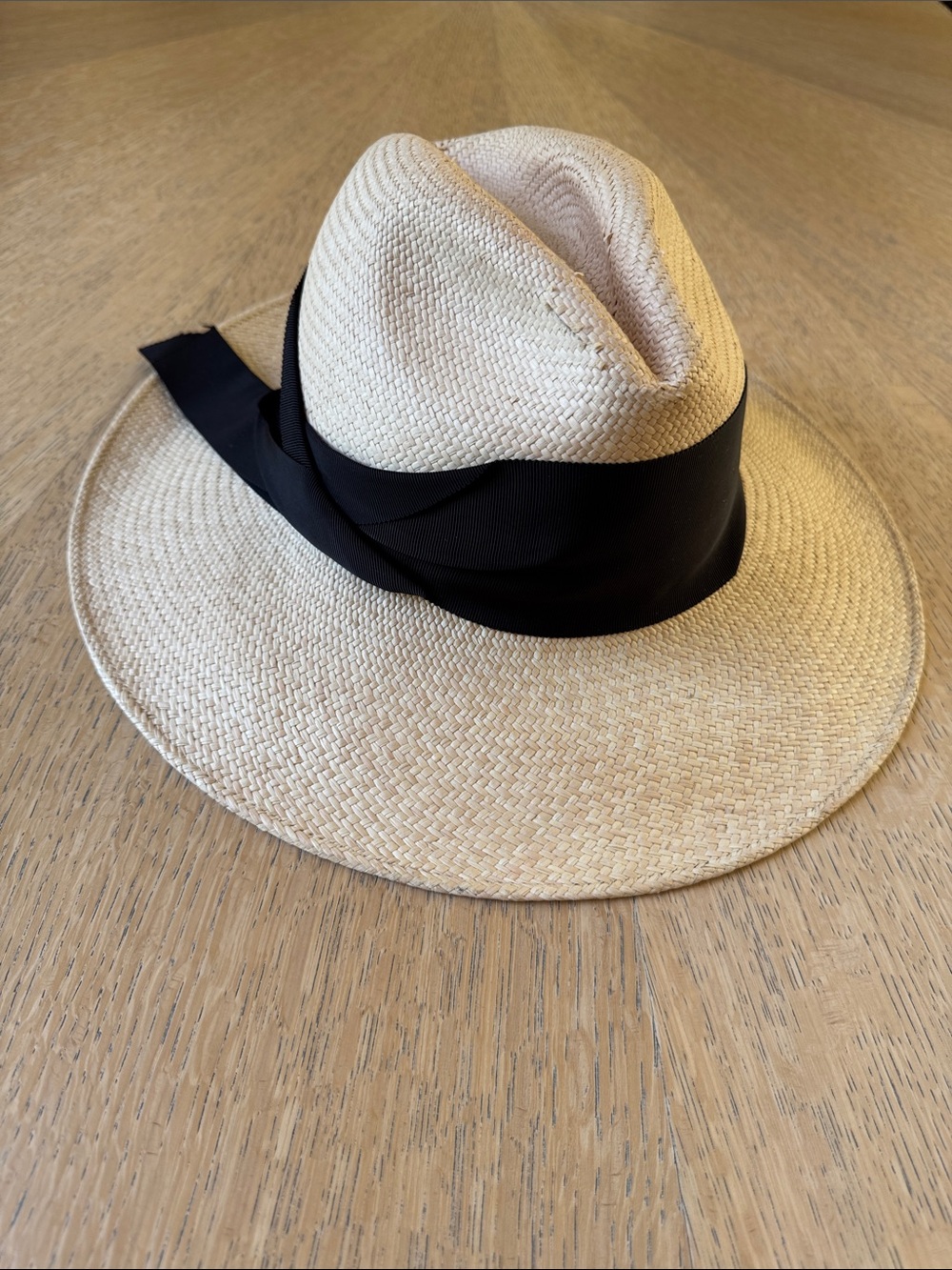 Freya Natural Straw Fedora with Black Band Size S - Picture 7 of 8